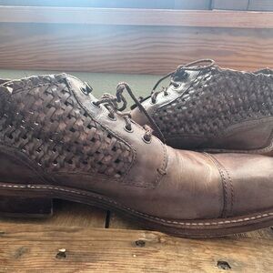 Donald J. Pliner Brown Woven Leather Chukka Boots